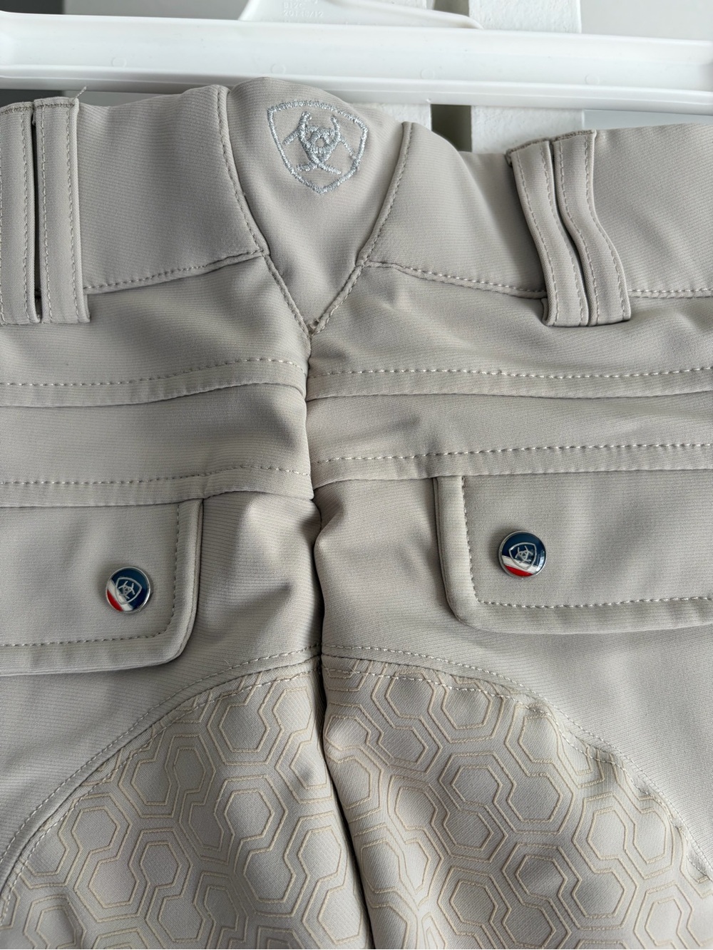 Ariat Light Beige Equestrian Pants with Logo Buttons
